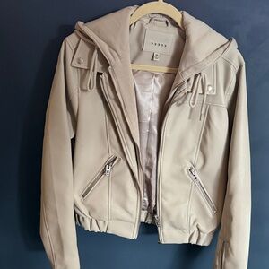 Blank NYC Women's Cream Leather Jacket